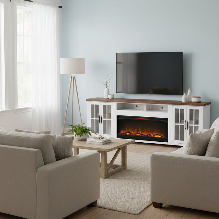Fireplace TV Stand Console & Fixed Shelves