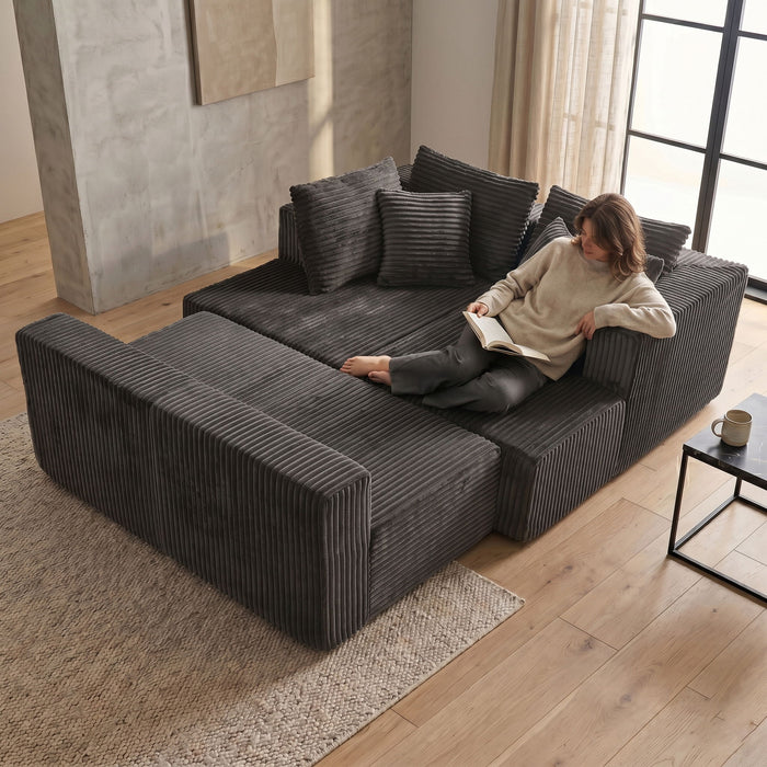 U-Shaped Modular Sectional Sofa With Double Chaise, Oversized Deep Seat For Living Room