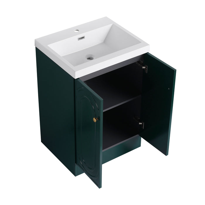 Contemporary Freestanding Bathroom Vanity With Resin Sink & Soft-Close Cabinet Doors