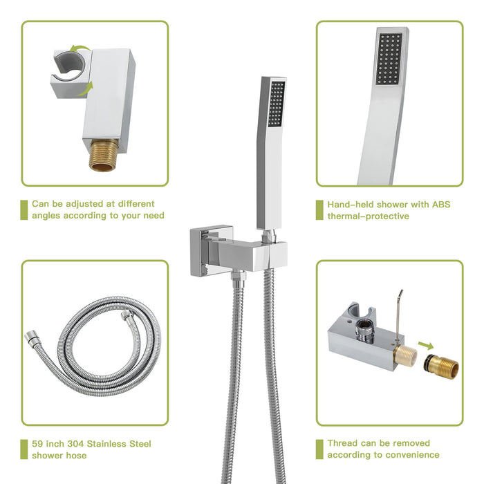 Modern Dual Shower Head System With 16" Ceiling Mount Finish, Stainless Steel And Brass