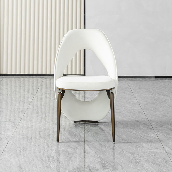 Dining Chair With Open Back Design Upholstery - Ancient White