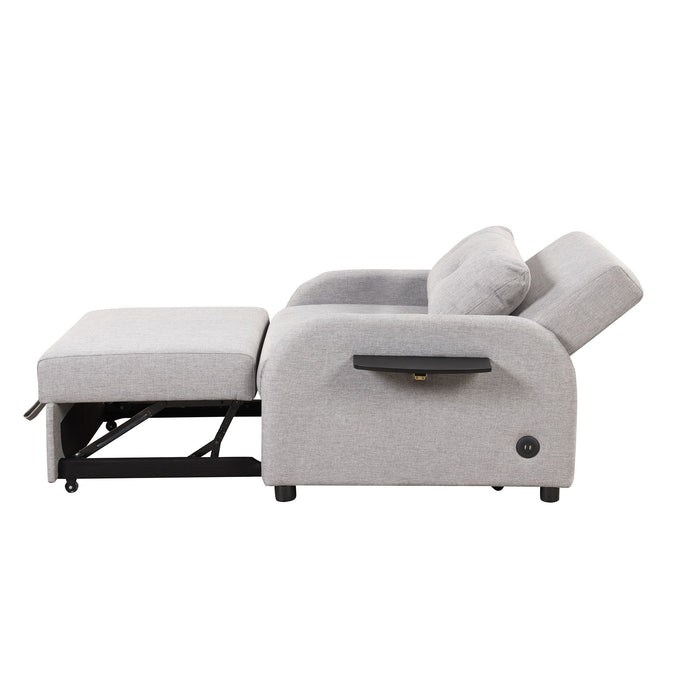Versatile Pull Out Sofa Sleeper 3 In 1 With Wing Table & USB Charge, Compact Design
