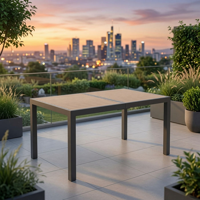 Rectangle Outdoor Patio Table With Slatted Top - Gray