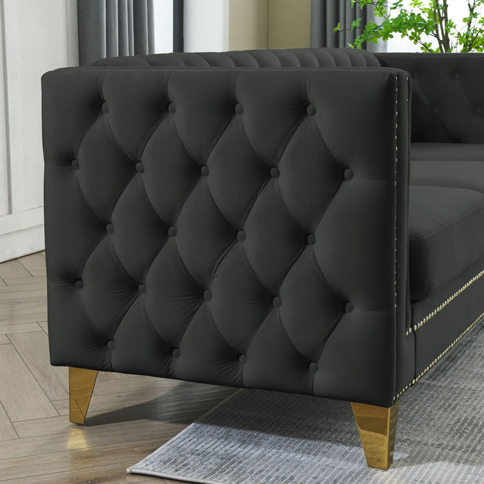 Modern Sofa With Button Tufting, Upholstered Couch For Living Room