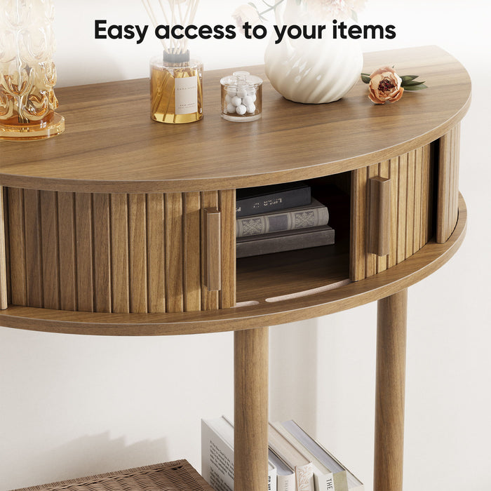 Half Moon Console Table For Living Room - Walnut