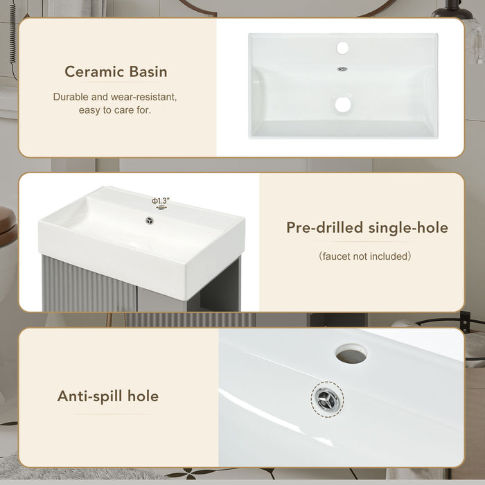 Modern Floating Bathroom Vanity With Ceramic Basin Perfect For Small Bathrooms