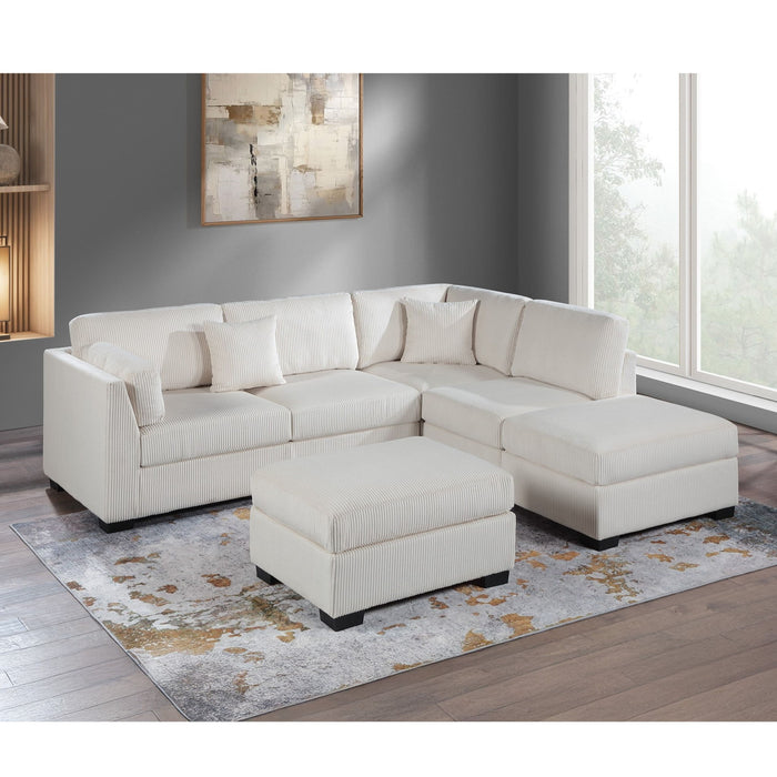 Sectional Sofa Set With Reversible Left / Right Chaise And Matching Cocktail Ottoman