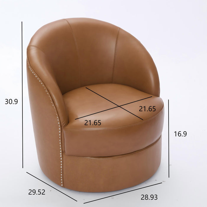 Swivel Accent Chair With 360° Smooth Spin - Black / Light Brown / Silver