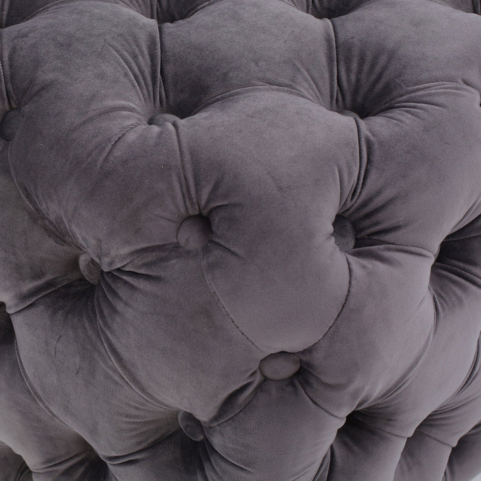 Modern Glam Ottoman With Velvet Upholstery And Button Tufted Design