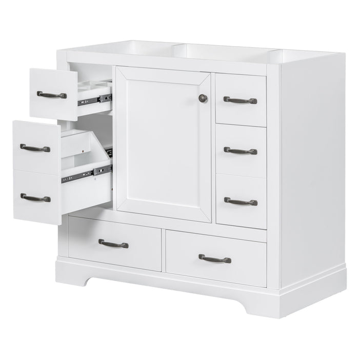 Modern Bathroom Vanity Base Only, 6 Drawer Storage With Adjustable Shelf