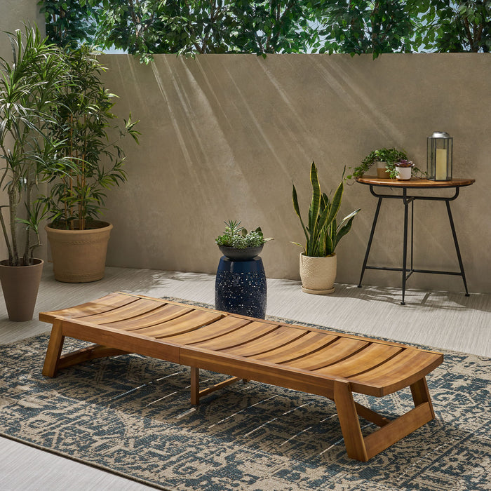 Outdoor Chaise Lounge With Adjustable Seating And Slat Panel - Yellow Brown