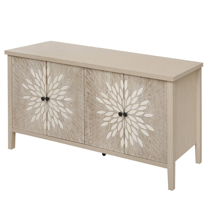 Modern Storage Cabinet With 4 Doors & Adjustable Shelves