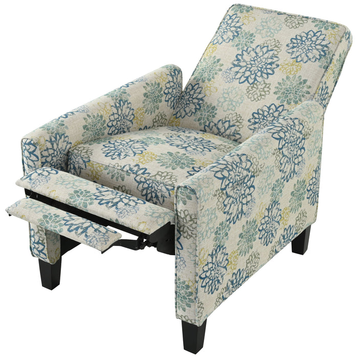 Upholstered Push Back Recliner Chair For Living Room - Blue