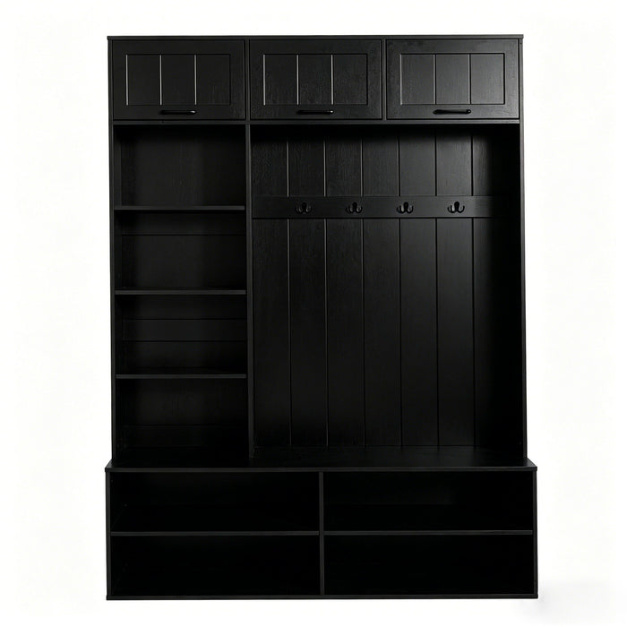 Farmhouse Hall Tree & Bench And Shoe Storage