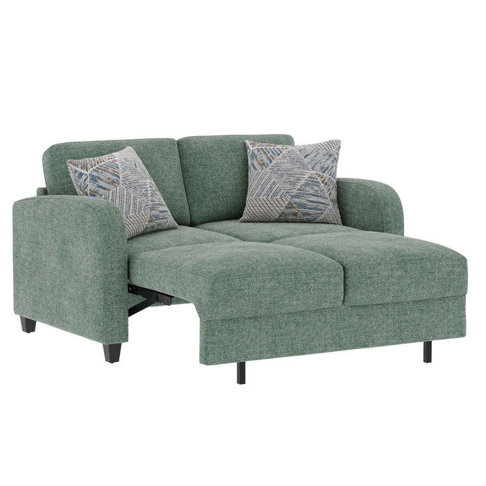 Taylor - Full Pop-Up Sleeper Loveseat With Two Accent Pillows, Solid Wood Legs - Ordesa Green