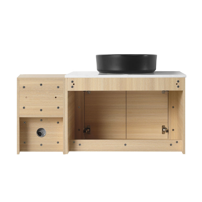 Mounted Bathroom Vanity With Art Sink, Storage Shelves, Soft Close Door