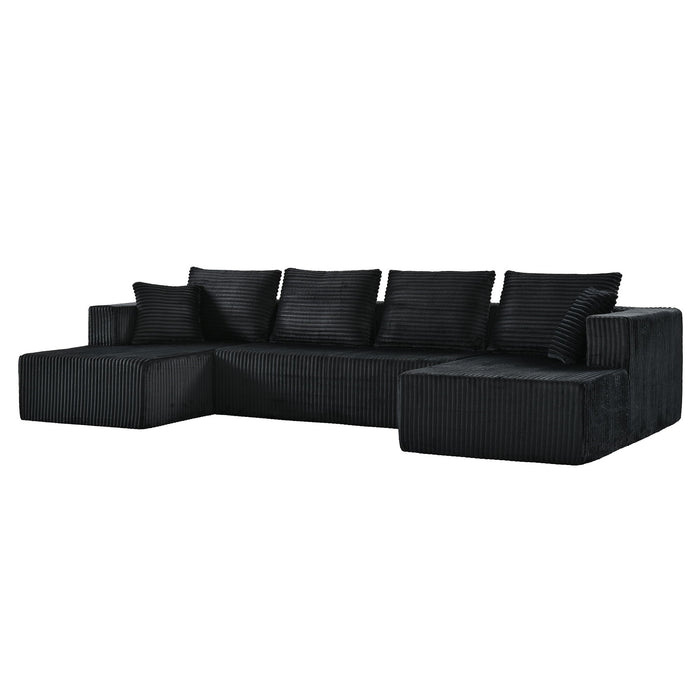 U-Shaped Modular Sectional Sofa With Double Chaise, Oversized Deep Seat For Living Room