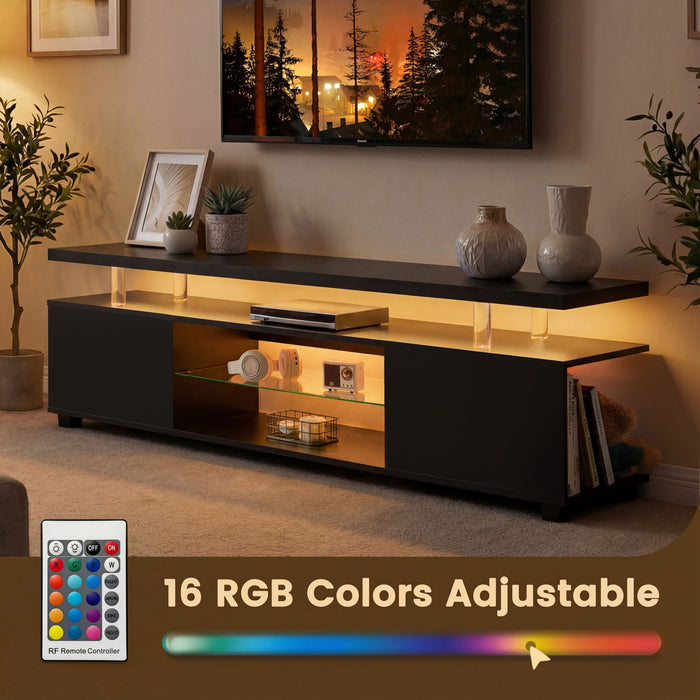 TV Stant With LED And Large Side Cabinet