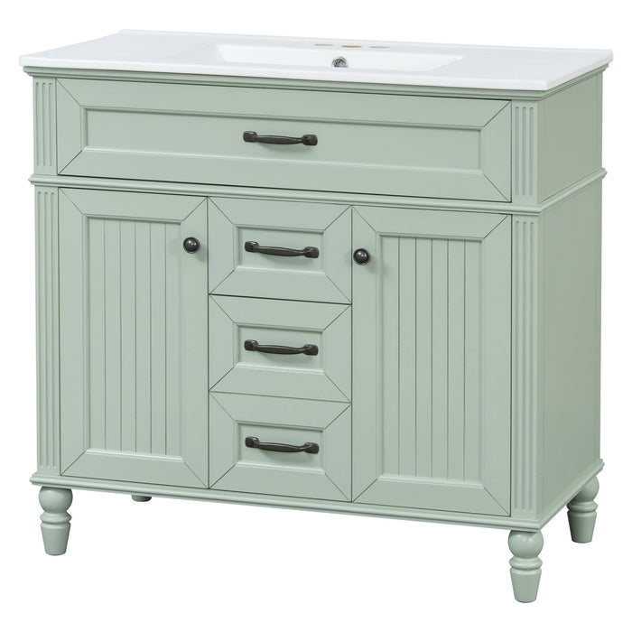 Bathroom Vanity With Sink, Flip-Out Top Drawer, Soft Close Doors, 2 Storage Drawers