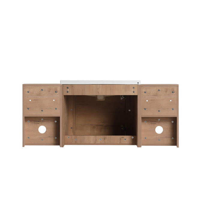 Wall Mounted Bathroom Vanity With Sink, Storage Shelves & Soft Close Door