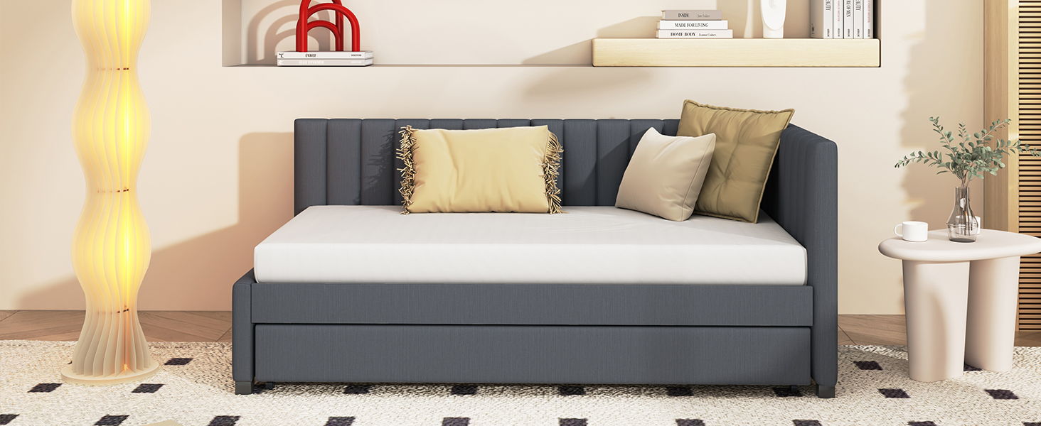 Upholstered Daybed, Sofa Bed Frame, No Box Spring Needed