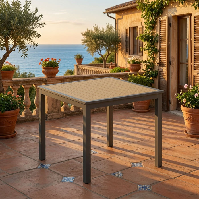Outdoor Square Patio Slatted Dining Table - Gray