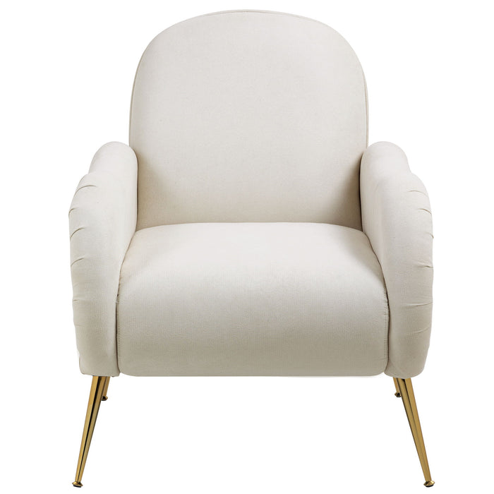 Modern Accent Chair With Metal Legs, Snowflake Fabric Armchair