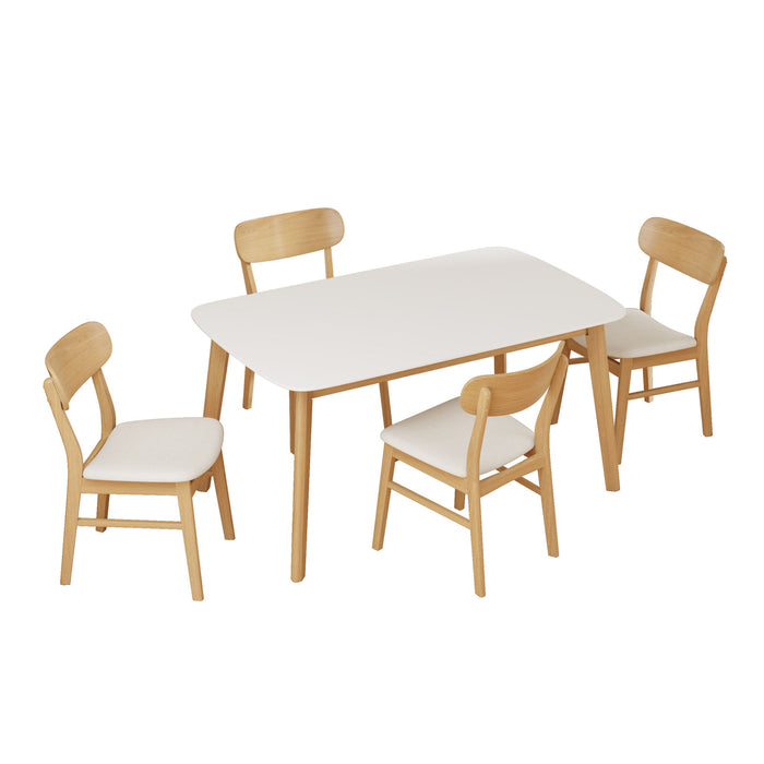 5 Piece Dining Set With Table And Upholstered Chairs