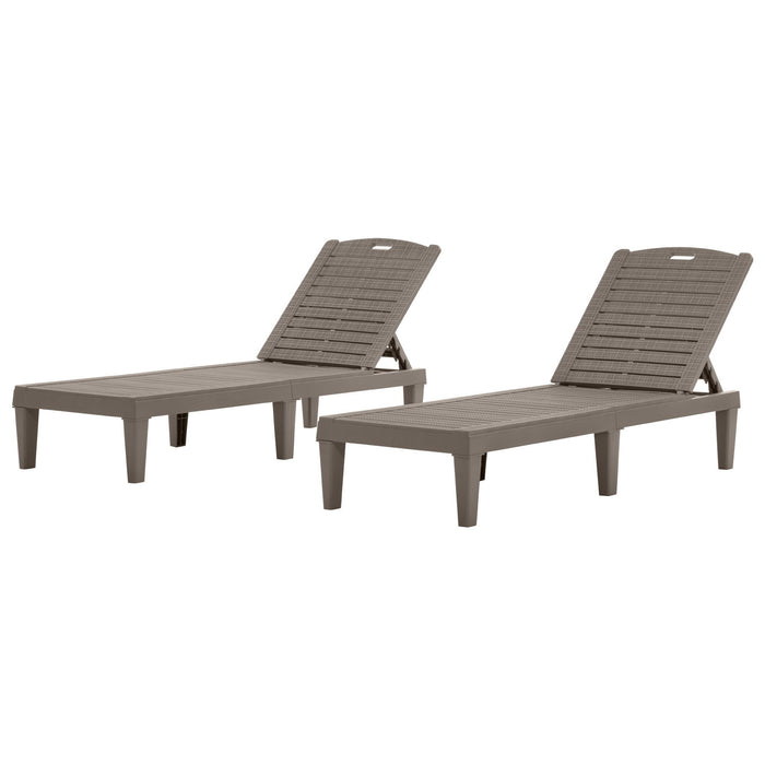 2 Piece Outdoor Chaise Lounges With Adjustable Backrest