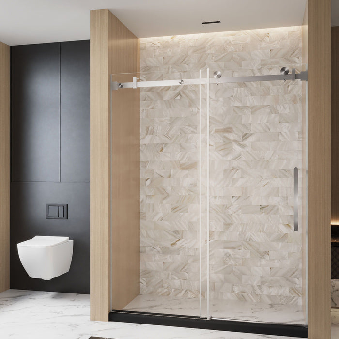 Frameless Single Sliding Shower Door & Handle And Square Tube Track