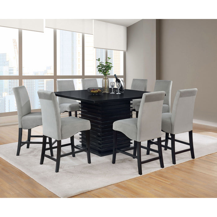 Giannis - Pedestal Counter Height Dining Table With Geometric Wave Base - Black