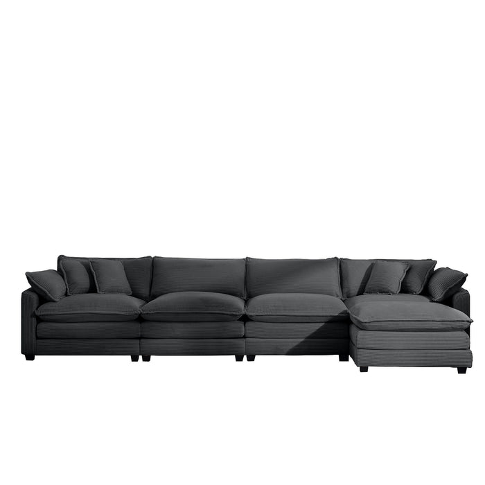 Modular Oversized Cushion Sofa With Ottoman, Low Back, Deep Seating Sofa Set