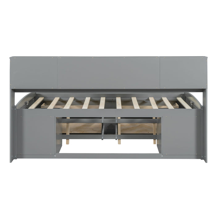 Daybed With 2 Bedside Cabinets, Upper Shelves And 4 Drawers