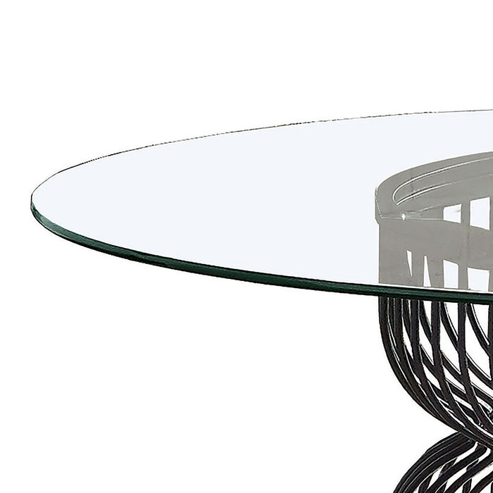 Round Dining Table Industrial Dining Table With Open Cage Base - Gunmetal