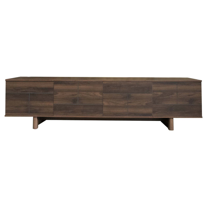 TV Stand For TVs Up To 85", Entertainment Center, Cable Management, Push Openers, Soft Closing Hinges & Adjustable Shelves - Dark Brown