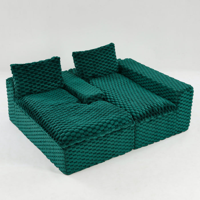 Modular Sofa, Convertible Twin Seat With Chaise Lounge