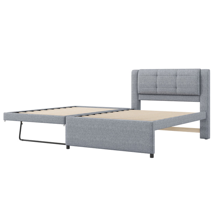 Upholstered Platform Bed With Multifunctional Trundle