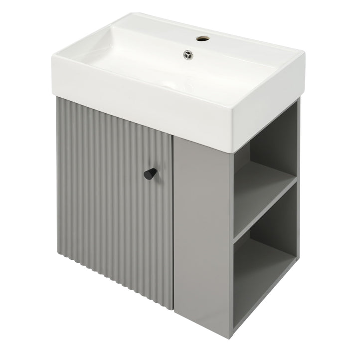 Modern Floating Bathroom Vanity With Ceramic Basin Perfect For Small Bathrooms