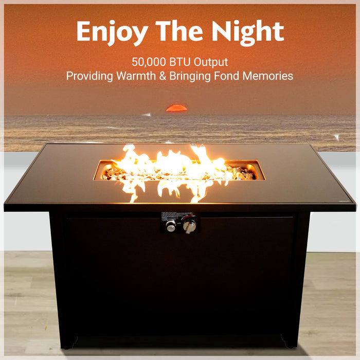 Outdoor Fire Pit Table With Lid - Black - Steel