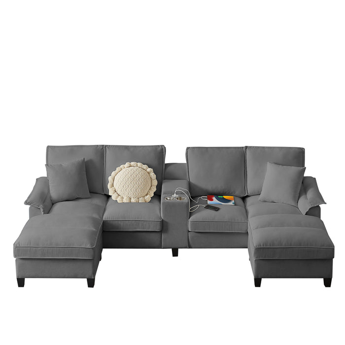 Modern U-Shaped Sectional Sofa Bed With Storage