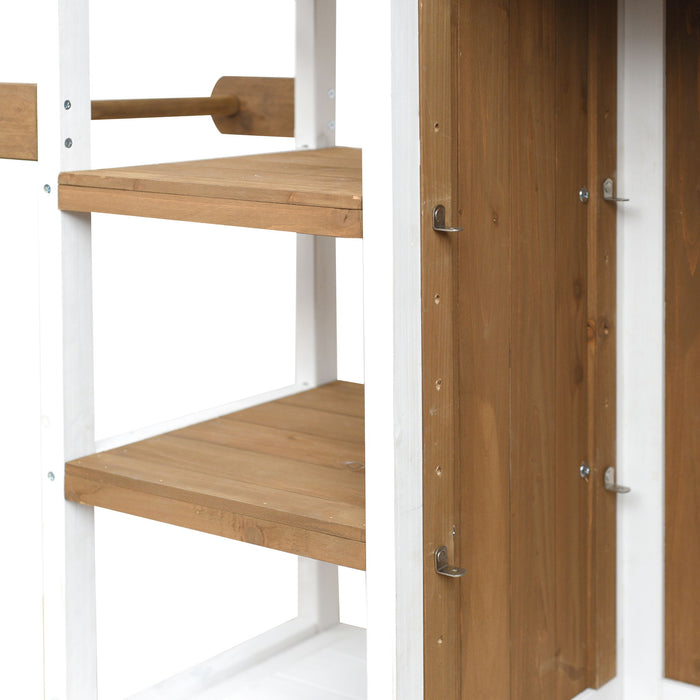 Foldable Outdoor Kitchen Island With Storage Cabinet