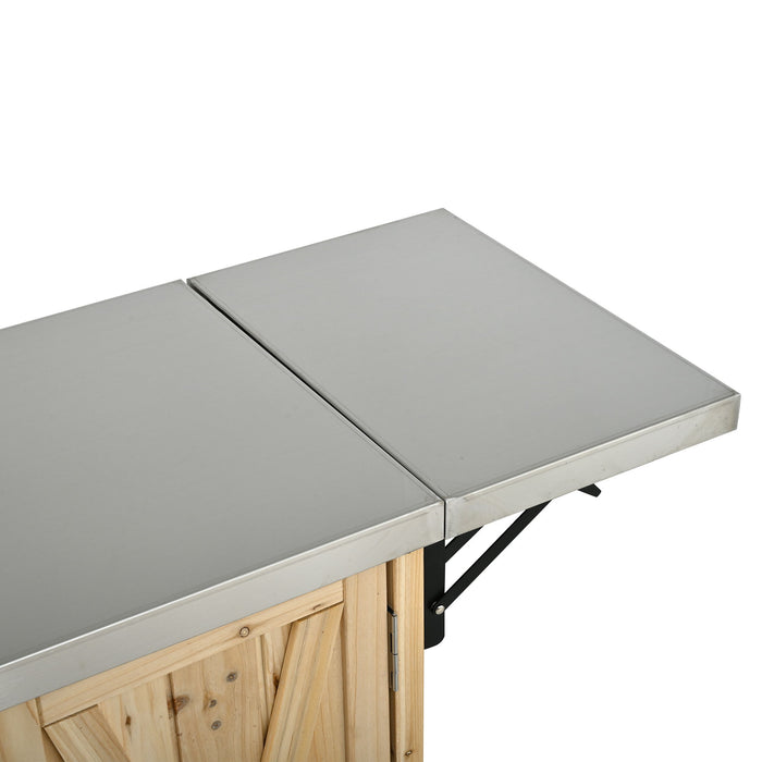 Foldable Outdoor Kitchen Island With Storage Cabinet