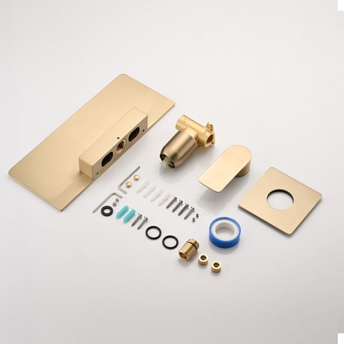 Modern Stainless Steel Waterfall Bathroom Sink Faucet With Single Handle Wall Mount