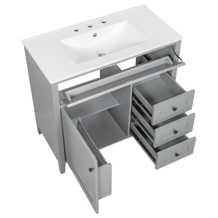 Bathroom Vanity With Sink, Cabinet With 3 Drawers And Adjustable Shelf
