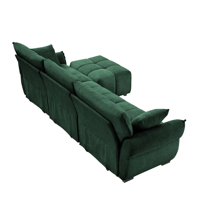 Sofa Set With Ottoman And Pillows, Textured, High Resilience Cushions