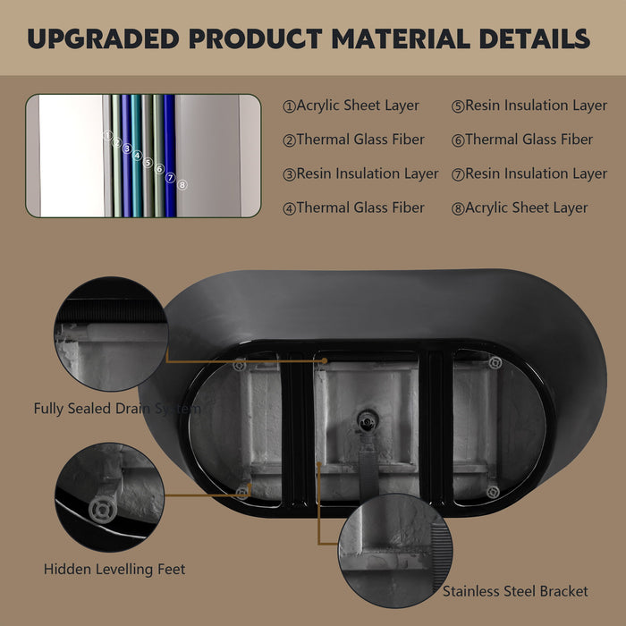 Glossy Freestanding Bathtub With Toe Tap Drain