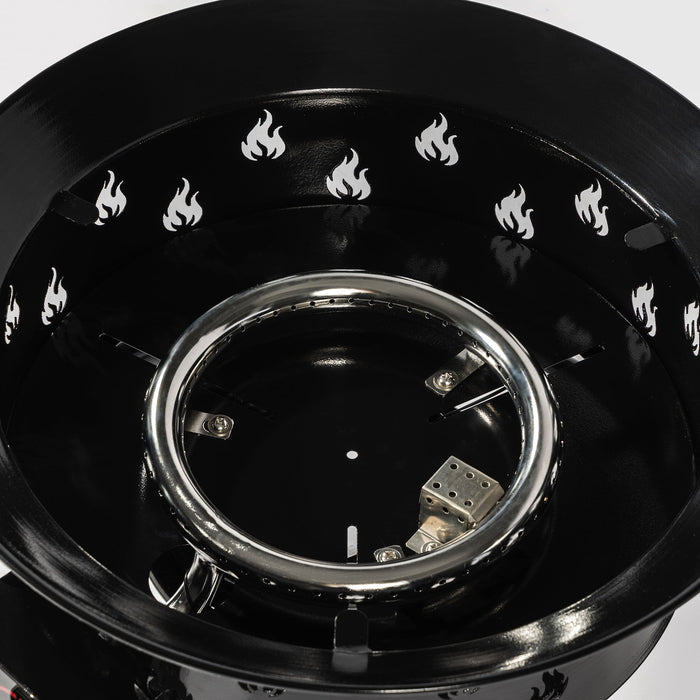 19" Propane Gas Fire Pit Table, 50000 Btu Round Steel Fire Pit For Outside Patio Deck Garden Backyard - Black