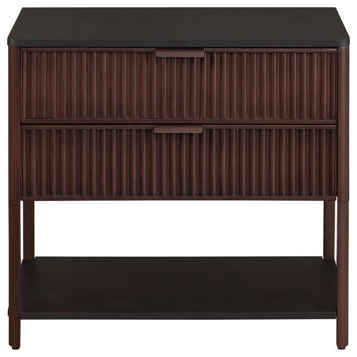 Tova - 2 Drawer Side Table With Shelf - Dark Brown