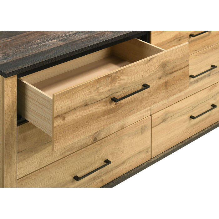 Georgina - 6 Drawer Dresser With Mirror - Natural Wood
