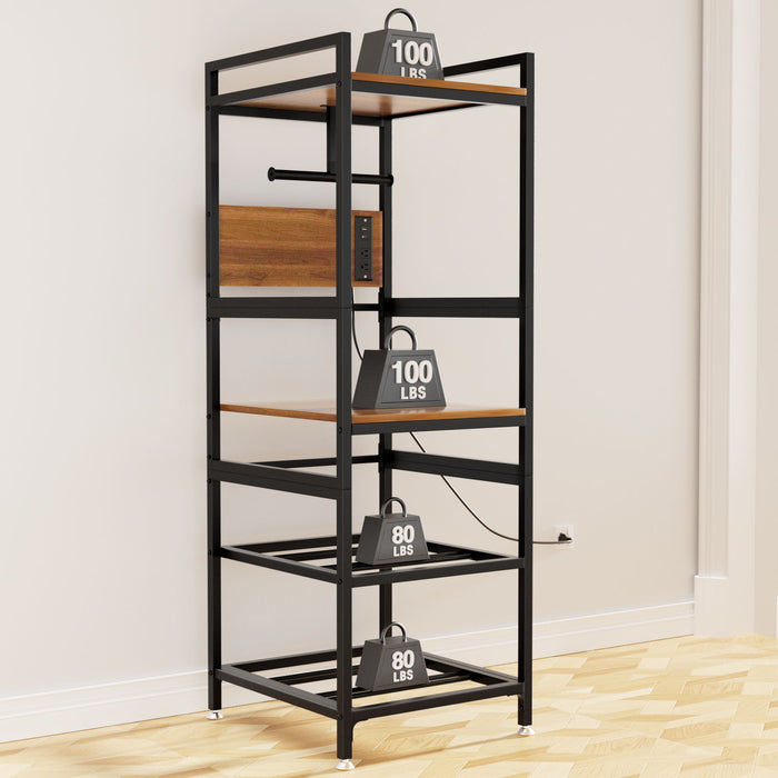 3D Printer Stand With Filament Storage, T-Type Holder, Built In Power Panelб Open Frame Printer Workstation - Black